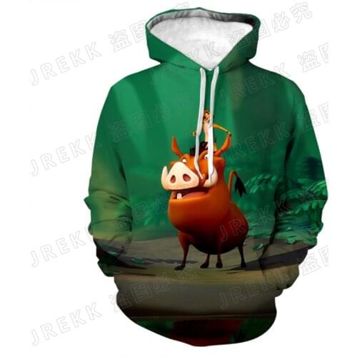 The Lion Kings Timon and Pumbaa Hoodies Men Women Children Cartoon Anime 3D Print Pullover Boy Girl Kids Sweatshirts Coat