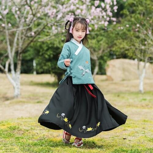 Tang Dynasty Hanfu Ancient Costume Kids Children Traditional Chinese Folk Dance Dress Costumes National Princess Hanfu Dresses