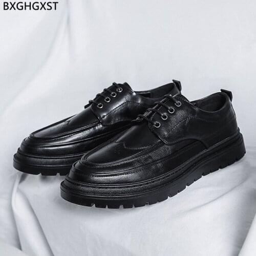 Black Oxford Shoes for Men 2021 Leather Casual Shoes Men Luxury Designer Platform Shoes Man Zapatillas Hombre Chaussure De Homme