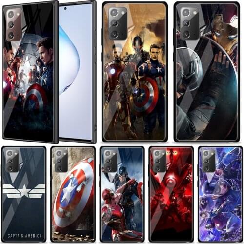 Avengers Captain America Tempered Glass For Samsung Galaxy Note 20 Ultra 10 9 8 Plus Lite A70 A50 A40 A30 A20 A10 Phone Case