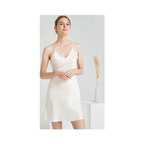 Women Real Natural Pure Silk Nightdress Women Silk Dress Female Summer Heavy Mulberry Silk Suspender MulberryNightgown