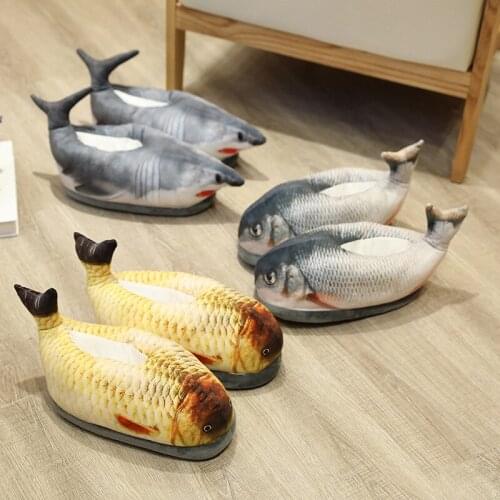 Winter Funny Simulation Crucian Carp Shark Living Room Bedroom Office Home Antiskid Slippers