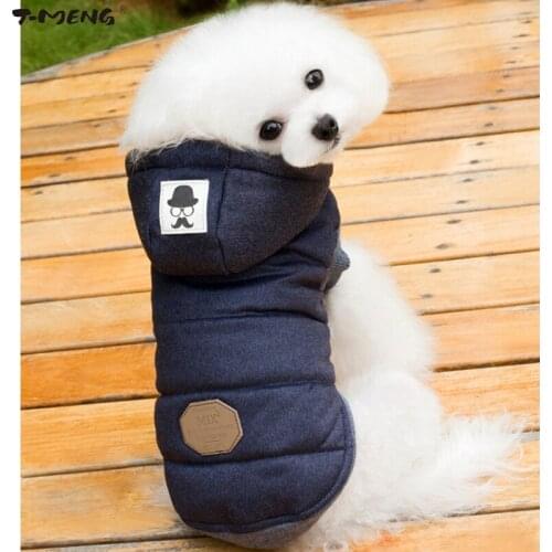 T-MENG Winter Warm Pet Dog Clothes Hooded Thick Cotton Cat Puppy Dogs Coat Jackets S-XXL Goods For Pets Chihuahua Clothing