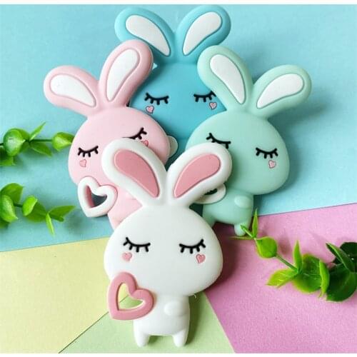1pcs/lot Silicone Teether Cartoon Animal rabbit Baby Teether Food Grade Baby Teething Chew Charms Toy Teething Nursing