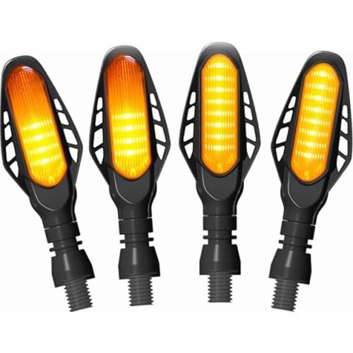 2pcs Motorcycle Water Flowing LED Turn Signals Blinker Lights Built Relay Bendable Tail Flasher Indicator Lamp