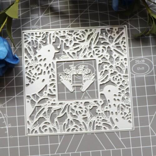 2021 New Bird Leaf Background Square Metal Cutting Dies For DIY Craft Making Decoration Greeting Card and Scrapbooking Album
