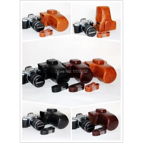 Exempt postage + tracking number camera leather case bag Shoulder Strap for Olympus OM-D E-M5 Mark IIM. Zuiko 12-42mm lens