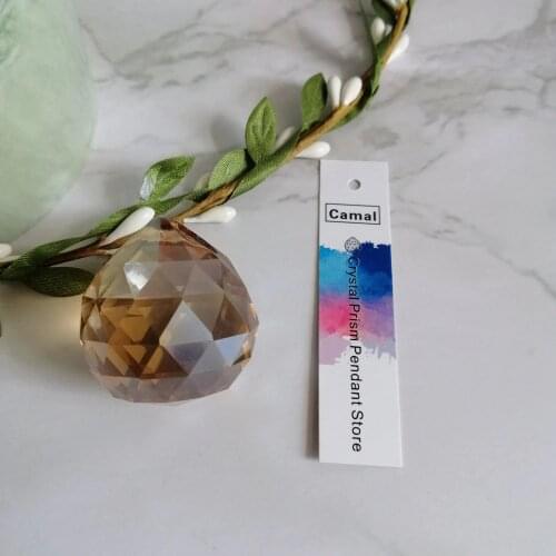 Camal 2pcs Gold Champagne 30mm Faceted Crystal Ball Pendant Lamp Prisms Chandelier Suncatcher Lighting Part Hanging Home Decor