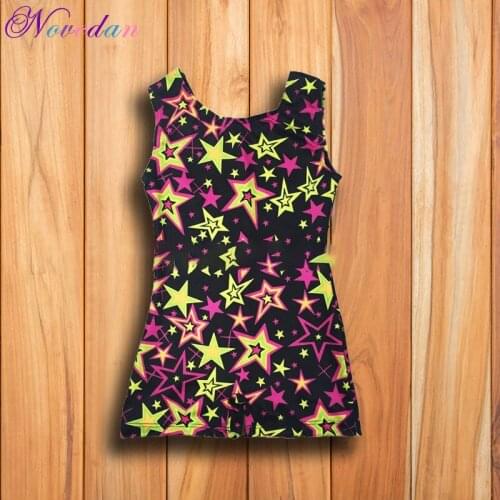 Girls Kids Sleeveless Gymnastic Leotard Dance Ballerina Jumpsuit Printing Performance Rave Dance Clothing Ballet Wears