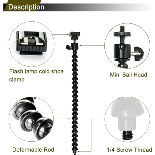 Flexible arm Bracket Bendable Flash Light Stand dslr camera Flash Bracket adapter mount hot shoe flash Holder for Flash LED Ligh