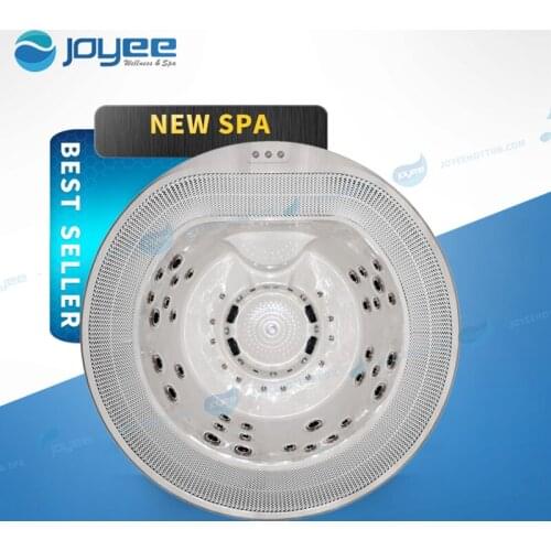 JOYEE freestanding jacuzzi function drop in 6 8 person air bubble massage round hot tub outdoor wood spa