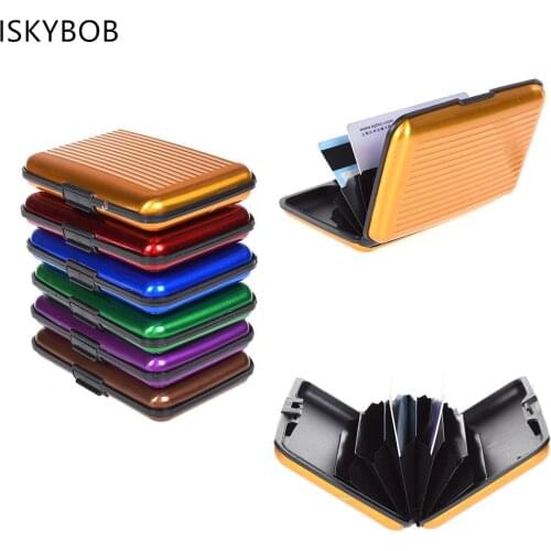 Pocket Business Id Credit Cards Wallet Holder Case Aluminum Metal Men Waterproof Business Id Credit Card Wallet Plastic Pouch