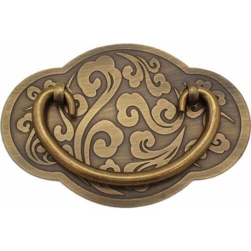 Chinese antique simple drawer knob furniture hardware Classical wardrobe cabinet shoe door handle closet cone vintage pull ring