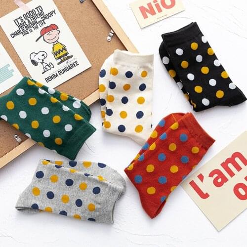 RMSWEETYIL Colorful Polka Dot Socks For Women Fun Crazy Novelty Funny Geometry Pattern Cotton Ladies Girl Dress Casual Crew Sock