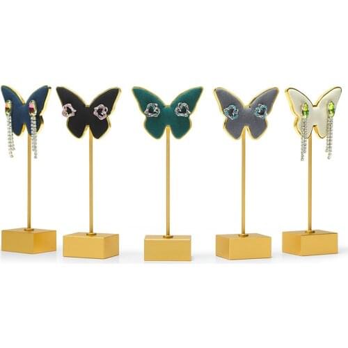 Creative Butterfly-Shaped Metal Jewelry Display Organizer Stand Hanger Earring Display Stand Microfiber Earring Ear Clip Holder