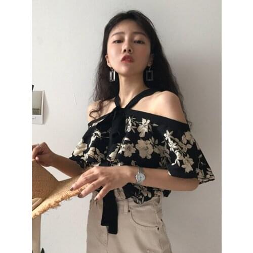 Summer womens off-the-shoulder chiffon/Short sleeved undershirt