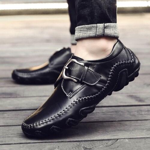 Loafers Men genuine Leather Moccasins Breathable Casual Shoes Mens Driving Shoes Outdoor Slip On Men Lazy Shoes man Zapatos