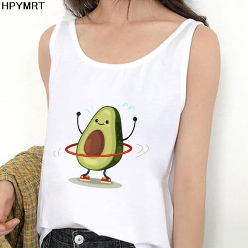 Women Sexy Vest Tank Tops T-Shirt Summer Camisole Fitness Avocado Print Streetwear Harajuku Casual Loose Sleeveless Female