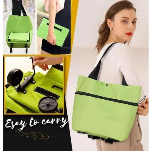 Multifunction Shopping Bag 2 In 1 Foldable Shopping Cart With Wheels Premium Oxford Fabric Organizer High Capacity Free Ship