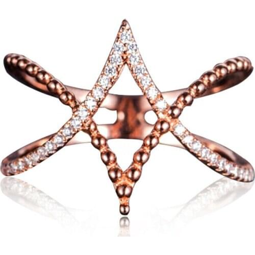 Fashion Simple Line Cross Lady Ring Infinity Women Ring White Rose Gold Color Wedding Ring Size 6-10