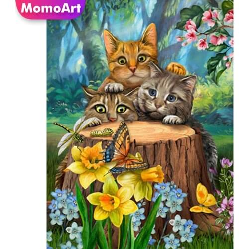 MomoArt Diamond Embroidery Cat Cartoon Sale Diamond Painting Butterfly Cross Stitch Mosaic Animal Full Square Round Child Hobby
