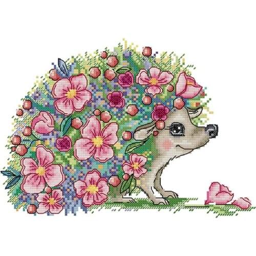 Cross Stitch Kits Stamped for Adults Beginner Kids 11CT DIY Embroidery Needlework Kit - Beautiful Hedgehog 38X27cm
