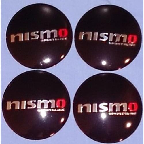 Hot Black Colour Wheel Center Cap Stickers w Red for Nissan (Nismo) 56mm - 4pcs