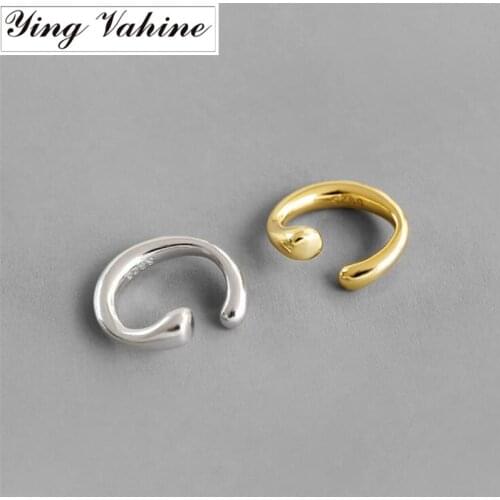 Ying Vahine New 1PCS 100% 925 Sterling Silver Simple Ear Cuff Clip Earrings for Women
