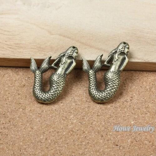 Wholesale 9 pcs Vintage Charms Mermaid Pendant Antique bronze Fit Bracelets Necklace DIY Metal Jewelry Making