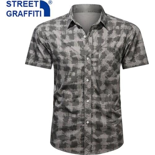 2021 Men Summer 100% Cotton Military Plaid Shirt Short Sleeve Cargo Shirts Men Spring Casual Single Breasted Business Shirt Men