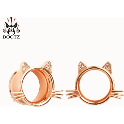 KUBOOZ new earrings body jewelry piercing ear gauges expander rose gold stainless steel plugs and tunnels 2pcs/lot