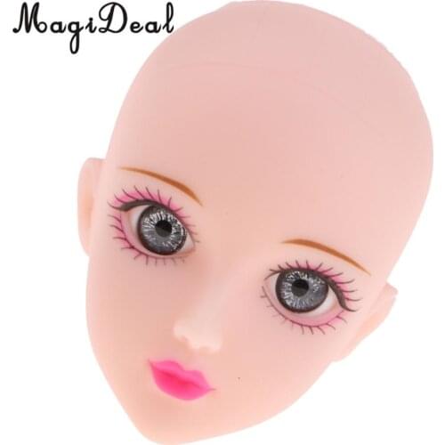 Jointed Girl Doll Head with Gray Eyes for 1/6 BJD Doll Body Parts Accessory