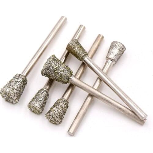 5PCS 0.5-3mm Diamond Burr Grinding Bits Points 2.35/3mm Shank for Carving Glass Stone
