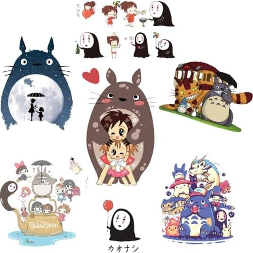 Totoro Anime Patch Iron on Transfer Stickers For Clothes Kids DIY T-shirt Iron-On Heat Transfers Cartoon Patch Vinyl Applique