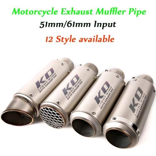 Carbon Fiber Stainless Steel 51mm 60.5mm Muffler Pipe 245mm 300mm Length Motorcycle Exhaust Vent Tip Pipe Silencer System