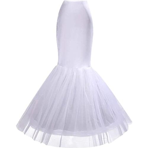 Lady Womens Mermaid Petticoat Crinoline Underskirt for Wedding Dress Bridal Accessories White