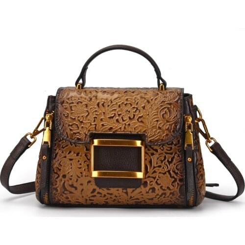 Natural Skin Women Top Handle Crossbody Shoulder Bags Handbag Retro Lady Real Cowhide Genuine Leather Female Tote Messenger Bag