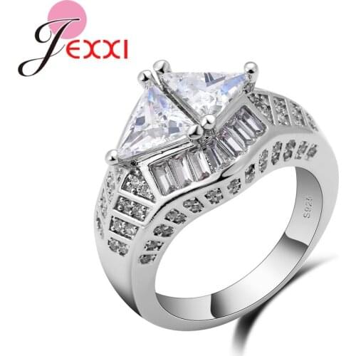 Exquisite 925 Sterling Silver Wedding Birthday Rings Bijoux Women Cubic Zircon Crystal Engagement Jewelry White Color
