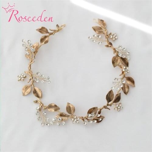Golden Wedding Headband Hair Vine Hairband Bride Wedding Hair Jewelry Headbands For Bride Accessories Ornaments RE3806