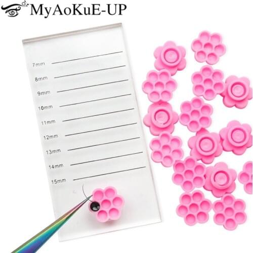 100pcs Eyelash Extension Glue Cups delay eyelashes Glue Holder women Makeup Tools pink flower Epoxy Tattoo Adhesive Pigment Cups