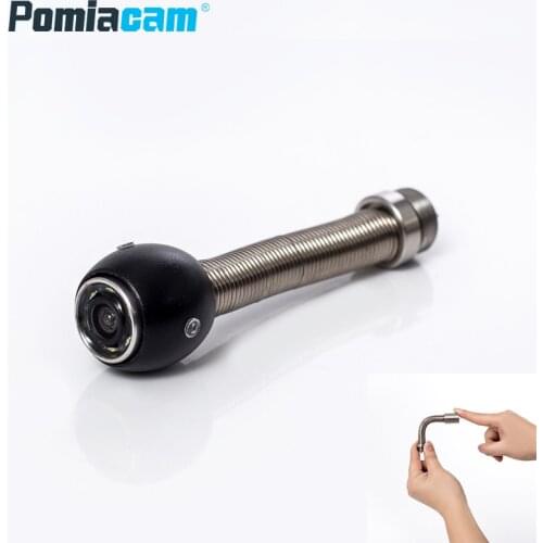17mm Pipe Drain Sewer Camera Head Flexbile Spring Stainless Steel 6LED Lights Industrial Endoscope Camera Head replacement