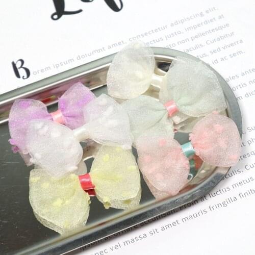 20Pcs Cute Seersucker Mesh Bowknots Embellishments DIY Craft Supplies Kids Hair Accessories Ornament Clothes Decor Material Bows