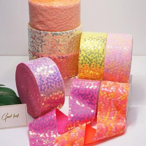 3 inch 75MM Double color Sequin Fabric Reversible Sequin Ribbon