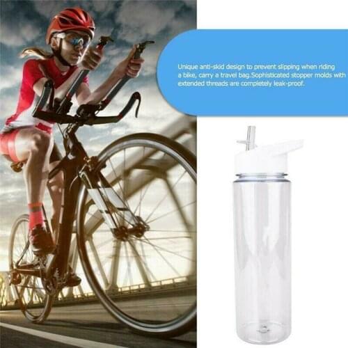 750ML Sports Bottle With Lid Plastic Straw Cup Leak-proof Portable Water Bottle Transparent Water Cup Camping School Accessories
