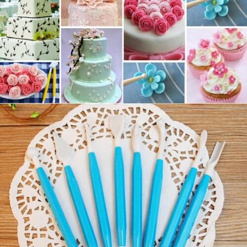 8pcs/Lot Sugarcraft Tools Fondant Cake Pastry Carving Cutter Flower Sugar Craft Model Clay Fondant Cake Decorating Tool