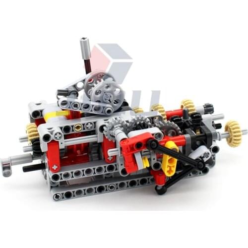 8 Speed UK Version of Sequential Gearbox Set Model MOC Building Blocks Compatible Power Functions Bricks High-tech DIY Toys