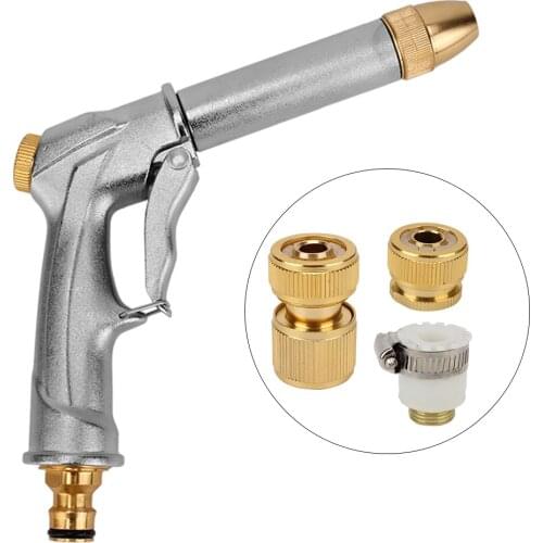 Plated Copper High Pressure Car Water Gun Multi Water Spray Modes For Car Garden Cleaning Portable With 3 Connector Adjustable