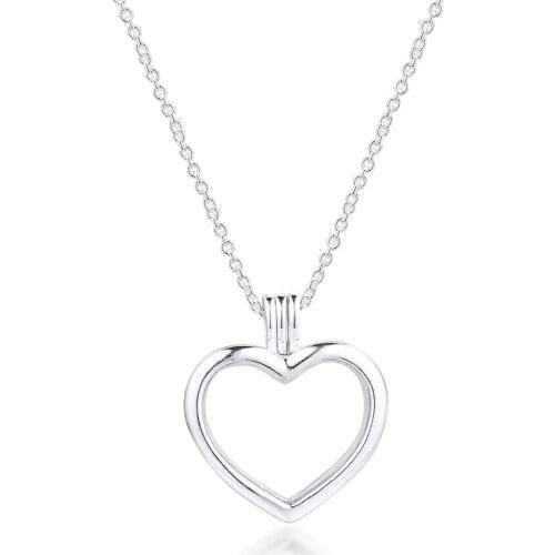 Large Floating Locket Heart Pendant and Necklace 100% 925 Sterling Silver Fine Jewelry Free Shipping