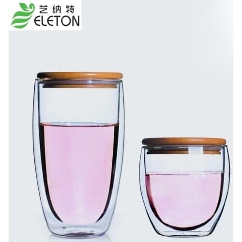 ELETON Transparency Handmade Double-layer Glass cup Heat-resistant transparent double Mugs office tes coffee cups