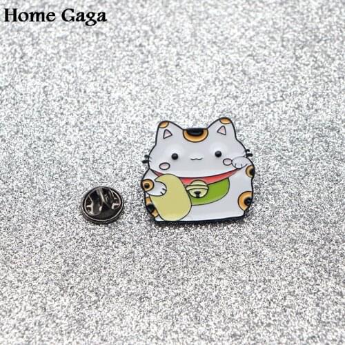 Homegaga Fortune Cat Metal Zinc tie cartoon Funny Pins backpack clothes brooches for men women hat decoration badges medal D1110